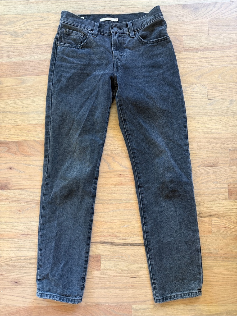 Levi’s Middy Straight Jeans Black Washed Mid Rise Straight Leg Size 25